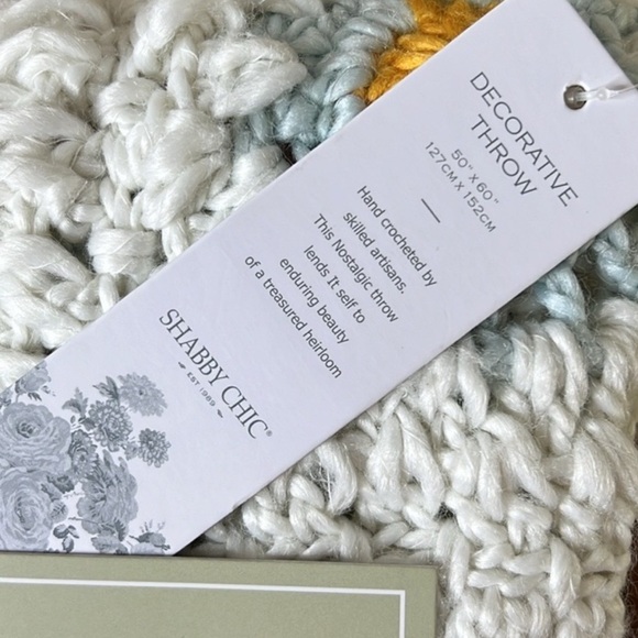 NEW Shabby Chic Granny Squares Chunky Afghan Hand Crochet Floral Throw Blanket - Picture 4 of 7